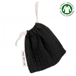 Hi Little One - Woreczek na smoczek z organicznej BIO bawełny GOTS muslin pacifier bag Black