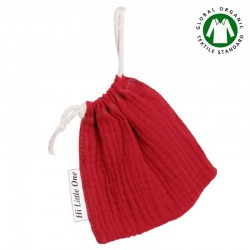 Hi Little One - Woreczek na smoczek z organicznej BIO bawełny GOTS muslin pacifier bag Strawberry
