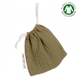 Hi Little One - Woreczek na smoczek z organicznej BIO bawełny GOTS muslin pacifier bag Green Hunter