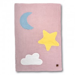 Hi Little One - Kołderka do łóżeczka z oddychającej BIO bawełny organicznej GOTS Day & Night Blush