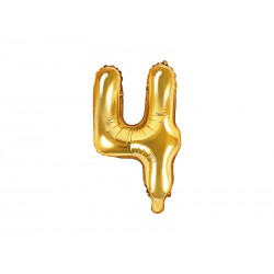 Balon foliowy Cyfra ""4"", 35cm, złoty