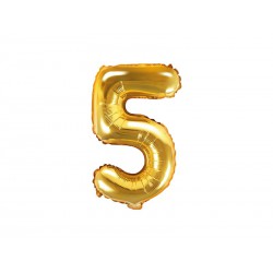 Balon foliowy Cyfra ""5"", 35cm, złoty