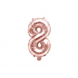 Balon foliowy Cyfra ""8"", 35cm, różowe złoto