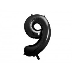 Balon foliowy Cyfra ""9"", 86cm, czarny (1 karton / 50 szt.)