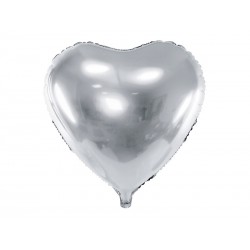 Balon foliowy Serce, 61cm, srebrny (1 karton / 50 szt.)