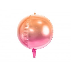 Balon foliowy Kula ombre, różowo-pomarańczowy, 35cm