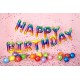 Balon foliowy Happy Birthday, 340x35cm, tęczowy (1 karton / 50 szt.)