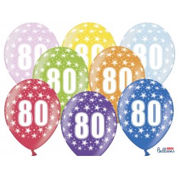 Balony 30cm, 80th Birthday, Metallic Mix (1 op. / 50 szt.)