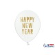 Balony 30 cm, Happy New Year, Pastel Pure White (1 op. / 6 szt.)