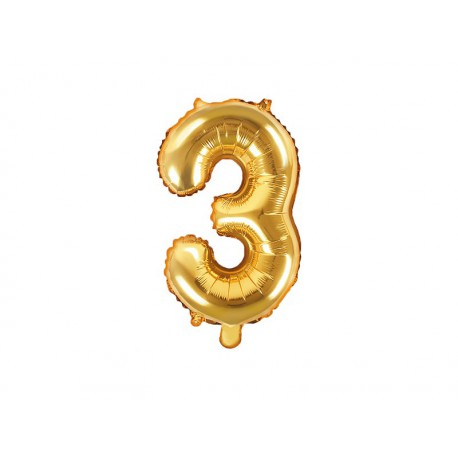Balon foliowy Cyfra ""3"", 35cm, złoty