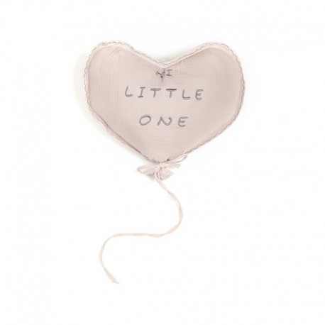 Hi Little One - Poduszka dekoracyjna z organicznego oddychającego BIO muślinu GOTS HEART BLUSH