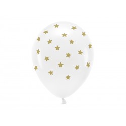 Balony Eco 33 cm pastelowe, Gwiazdki, biały (1 op. / 6 szt.)